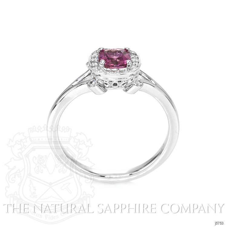 0.90 Ct. Purplish Pink Sapphire and Natural Diamond Antique Style Ring, Platinum 950